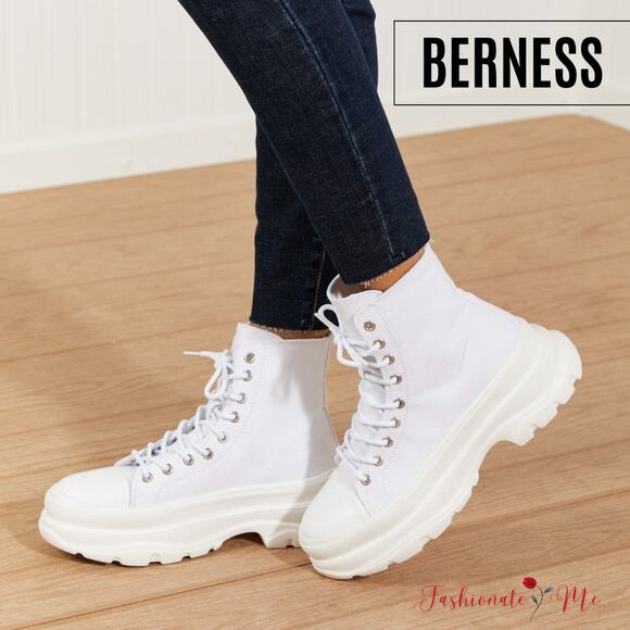 🎀Berness Stick To It White Hi-Top Platform Lace-Up Sneakers | Size 10 - Picture 1 of 8